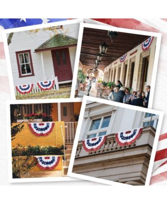 1.5x3 Ft USA Pleated Fan Flag Half Fan Banner American Bunting Decoration 2 Pack