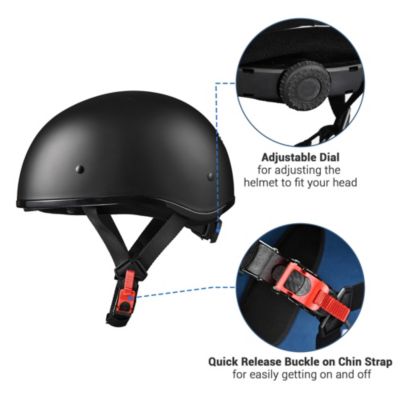 Half Face Motorcycle Helmet Sun Visor DOT Approved Bike Chopper Matte Black
