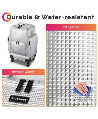 Soft Sided Rolling Makeup Train Case Cosmetic Organizer Travel Trolley