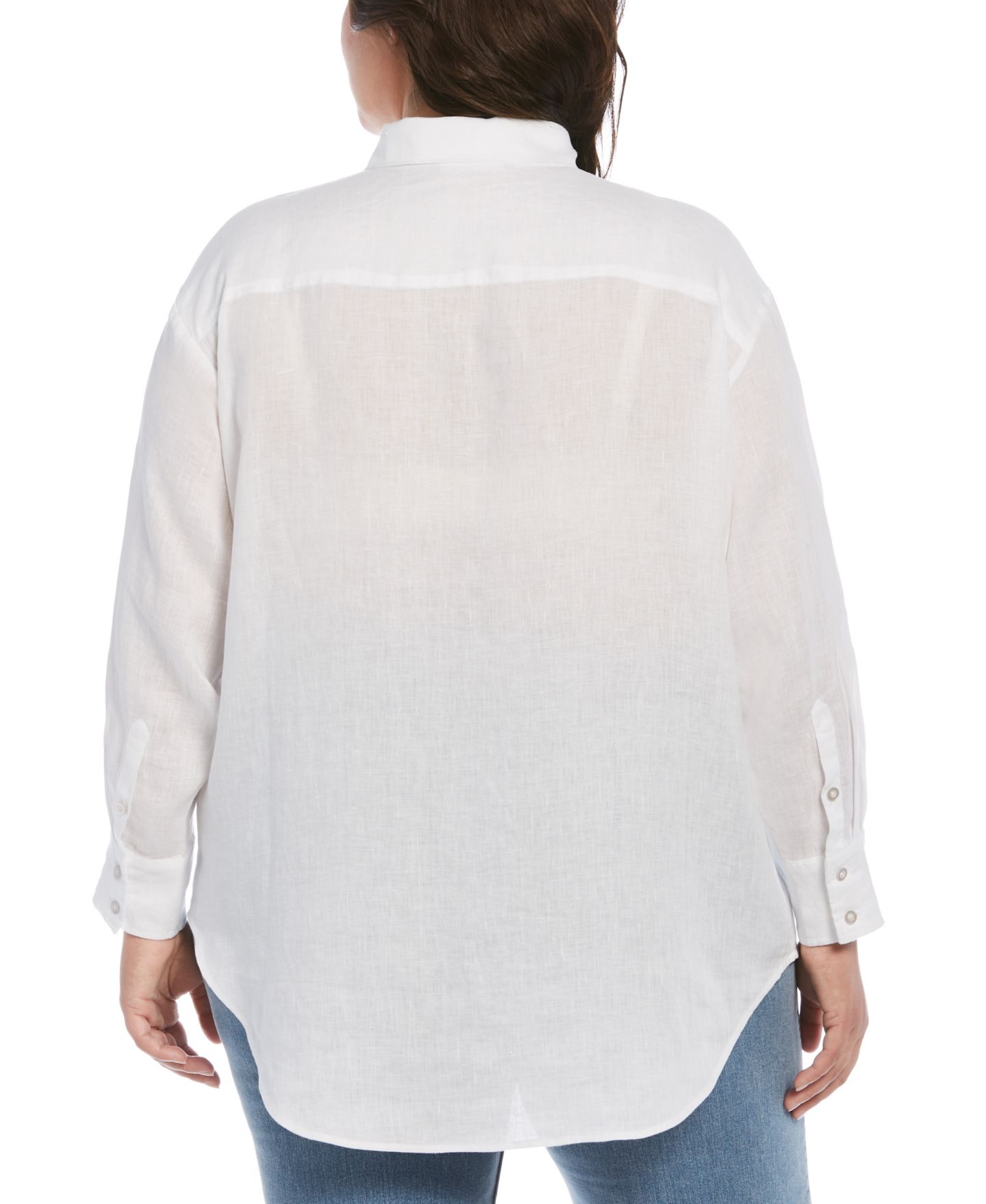 Женская рубашка Rafaella Plus Size 100% Linen Easy Long Sleeve Button-Down, цвет: Белый — фото 2