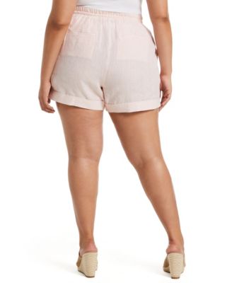 Plus Size 100% Linen Modern Fit Seamed Shorts