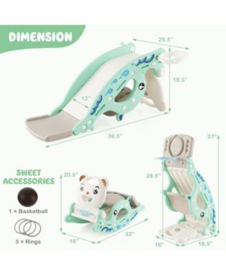 4-in-1 Kids Slide Rocking Horse with Basketball and Ring Toss