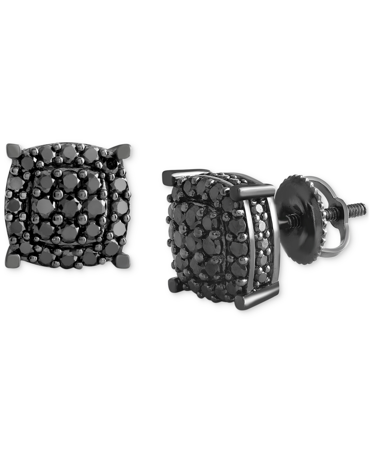 Macy's black diamond stud earrings on sale