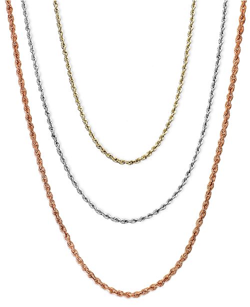 Macy S 18 30 Rope Chain Necklaces In 14k Gold White Gold Or Rose