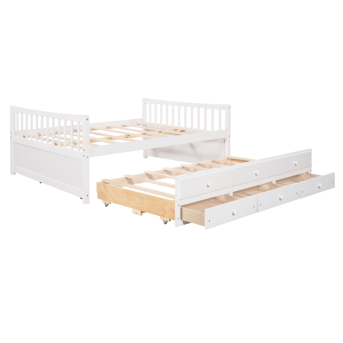 Streamdale Furniture Full Size Daybed With Twin Size Trundle And Drawers, Full Size