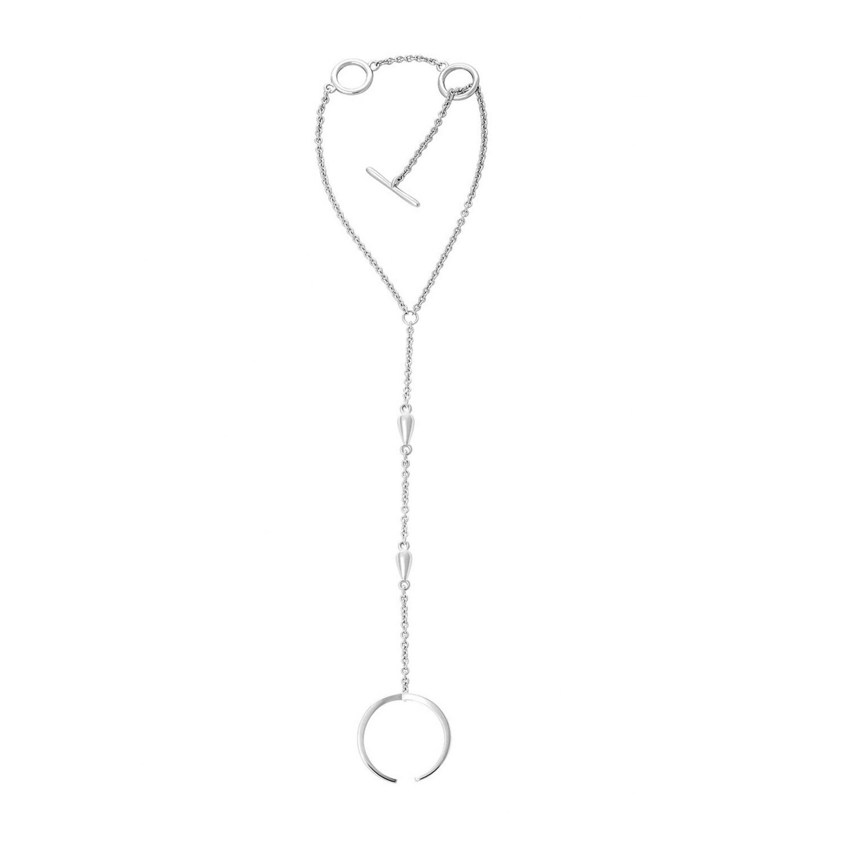 Double Drop Hand Chain - Silver