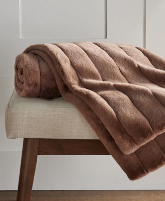 Channeled Faux Fur Throw, 50" x 60", Exclusively at Macy’s