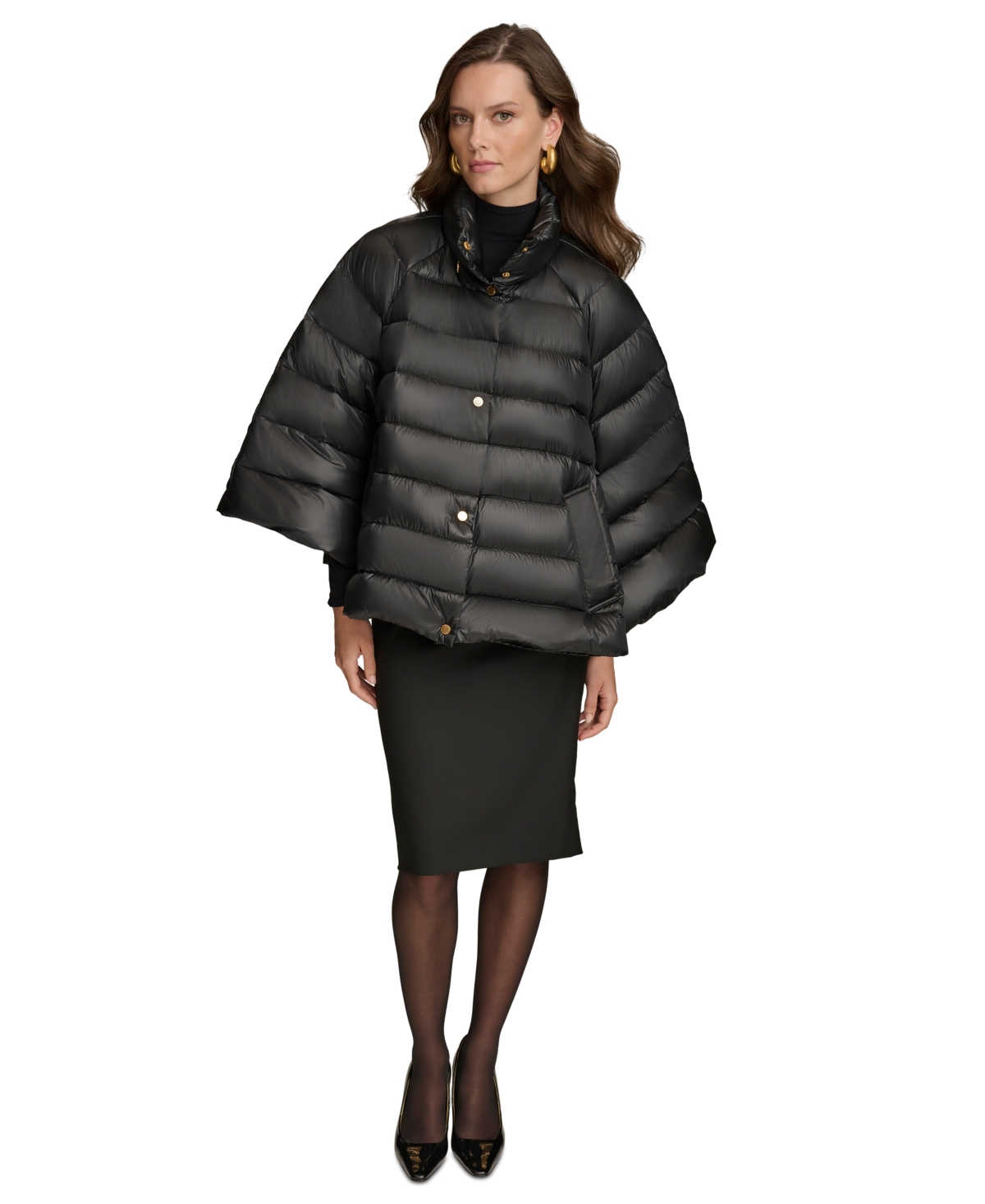 Donna Karan New York Women's Stand-Collar Down Puffer Cape