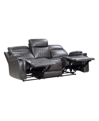 White Label Wallstone 82" Double Reclining Sofa with Drop-Down Cup Holder