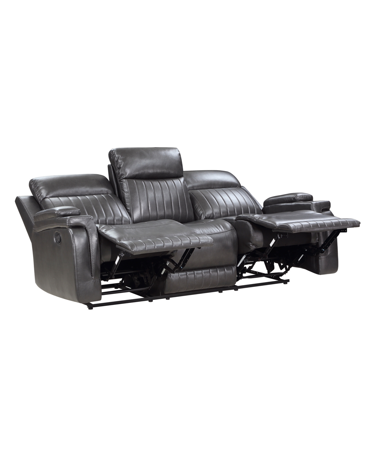 HOMELEGANCE WHITE LABEL WALLSTONE 82" DOUBLE RECLINING SOFA WITH DROP-DOWN CUP HOLDER 