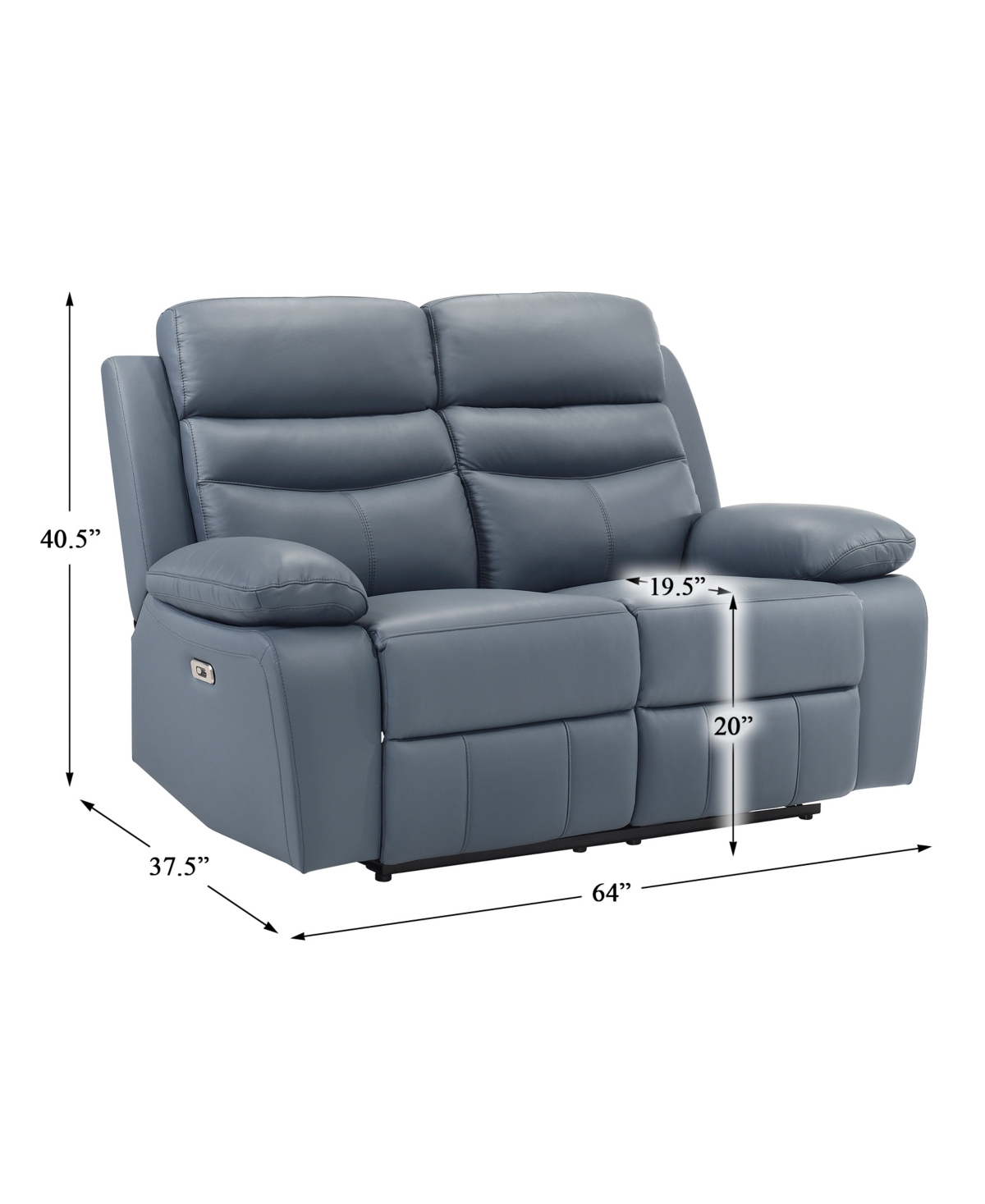 HOMELEGANCE WHITE LABEL RITTMAN 64" POWER DOUBLE RECLINING LOVE SEAT 