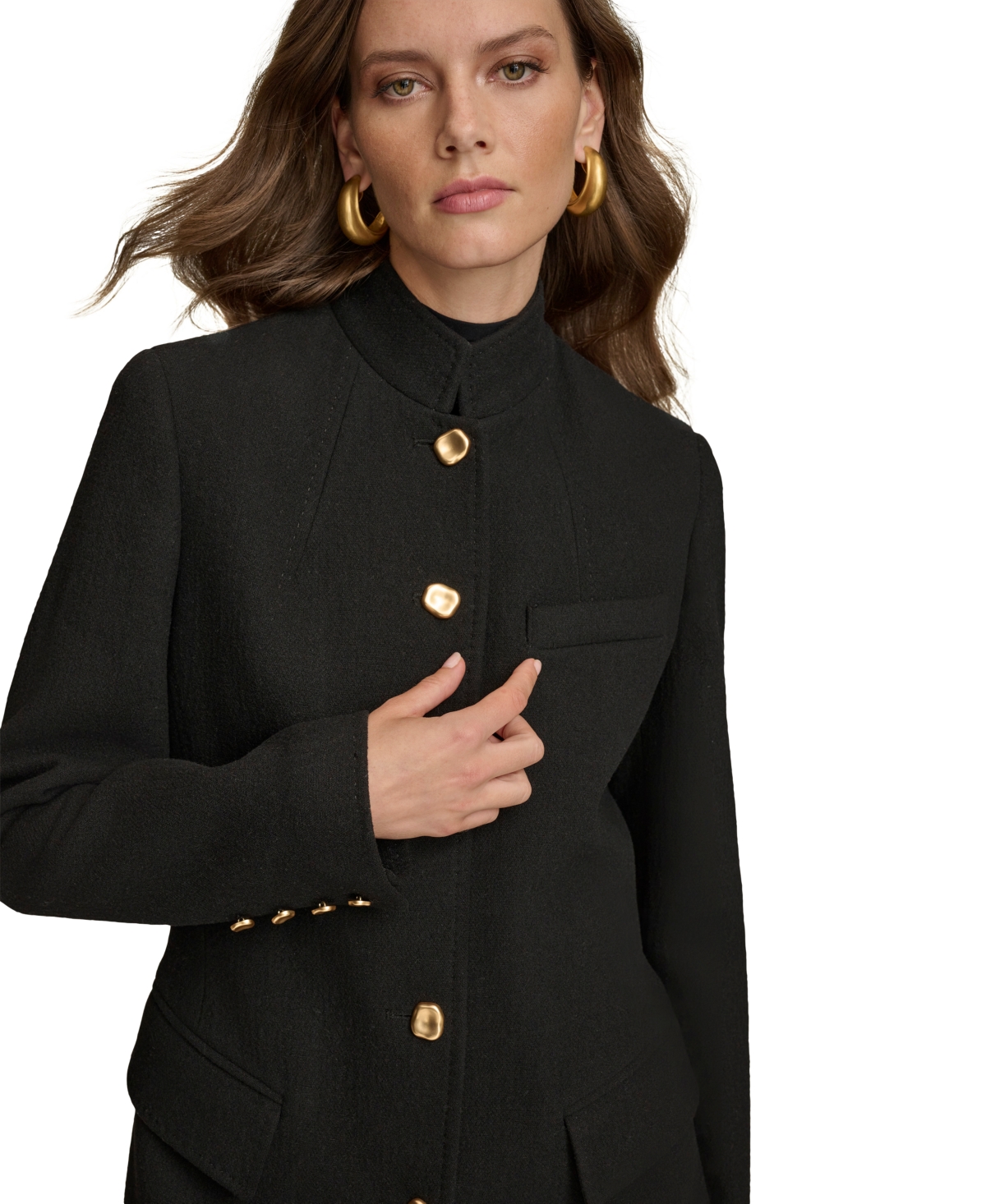 Donna Karan New York Women's Stand-Collar Longline Coat