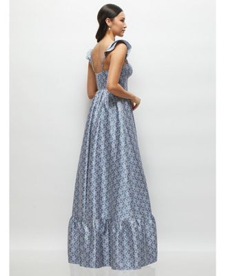 Women's Marguerite Floral Corset Maxi Dress with Ruffle Straps & Skirt