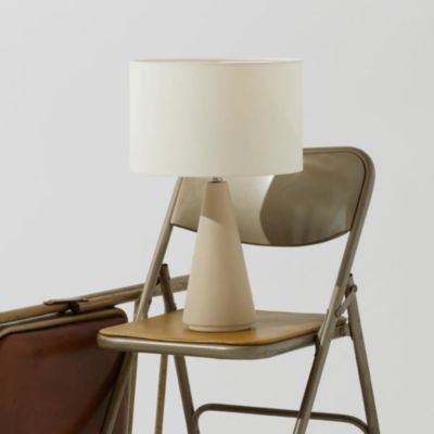Nathaniel 20" Cement LED Table Lamp with Cream Drum Shade