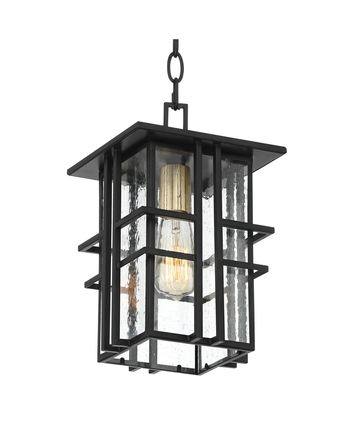 Possini Euro Design Arley Modern Outdoor Hanging Ceiling Light Fixture Black Geometric Frame 12 1/2