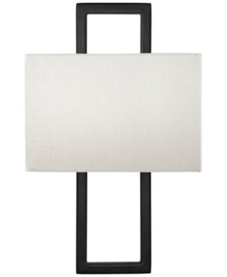 Modena Modern Art Deco Wall Light Sconce Black Hardwire 9 1/2" Fixture Silvery Faux Silk Shade for Bedroom Bathroom Vanity Reading