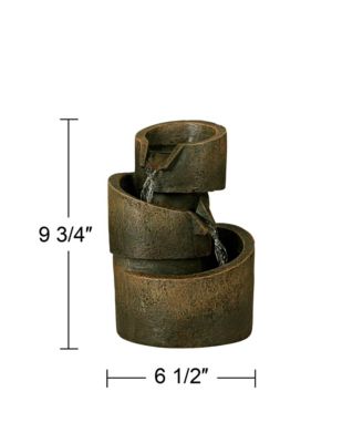 3-Tier 9 3/4" High Small Zen Modern Indoor Outdoor Decor Bronze Stone Tabletop Fountain Outside Garden Patio