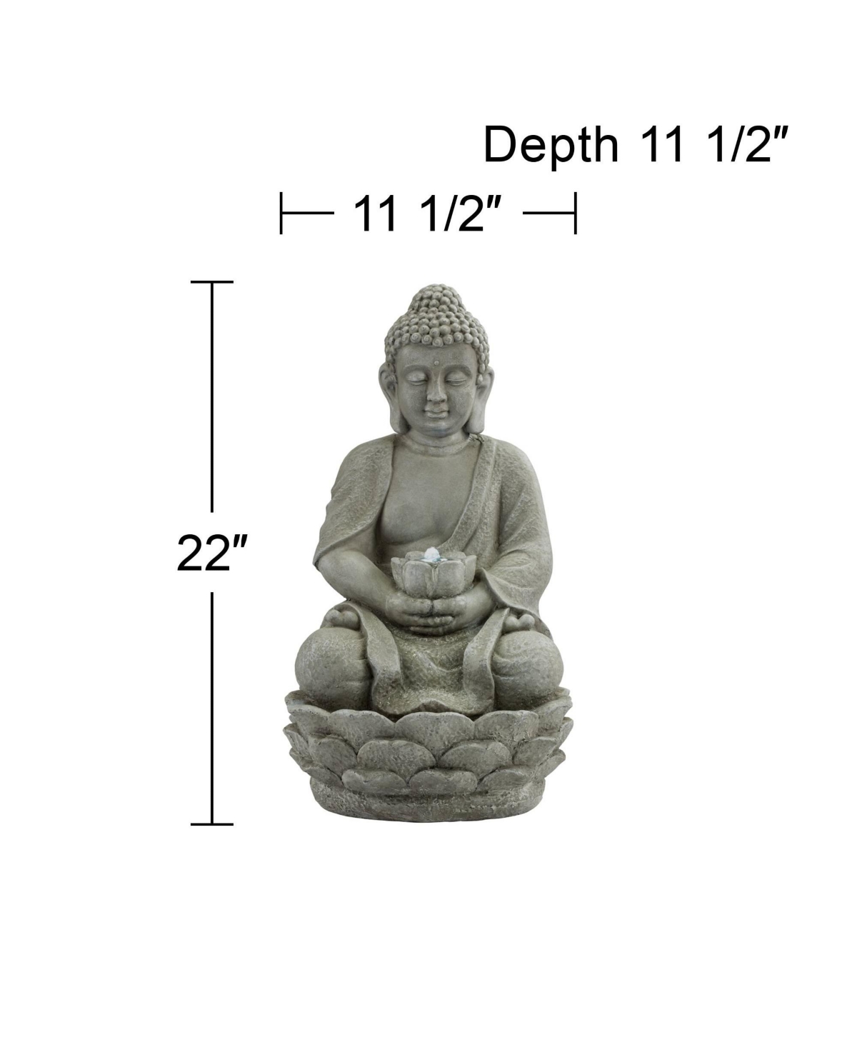 Sitting Buddha Asian Zen Outdoor Bubbler Water Fountain High with Led Light Meditation Decor for Garden Patio Yard Deck Home Lawn Porch House Rela