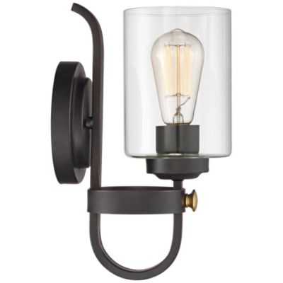 Eagleton Rustic Farmhouse Wall Light Sconce Oil Rubbed Bronze Hardwire 5 1/2" Fixture LED Clear Glass Shade for Bedroom Bathroom
