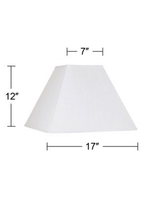 Set of 2 Square Lamp Shades White Large 7" Top x 17" Bottom x 13" Slant Spider with Replacement Harp and Finial Fitting