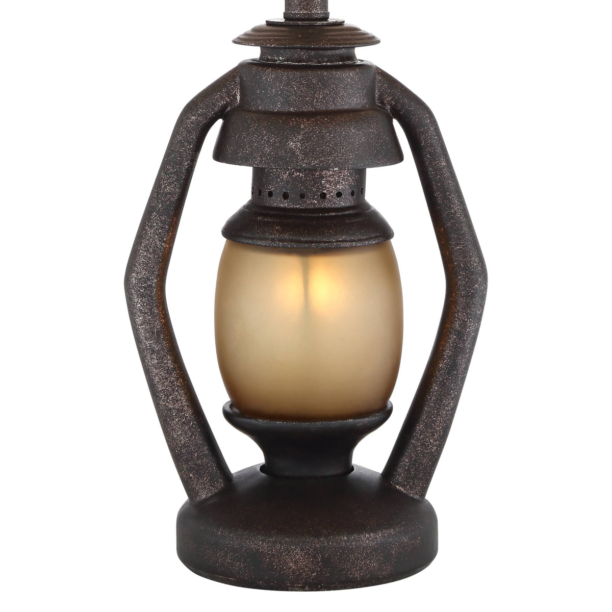 Horace Rustic Farmhouse Table Lamps High Full Size Set of 2 with Nightlight Miner LanternOatmeal Tapered Drum Shade for Living Room Bedr