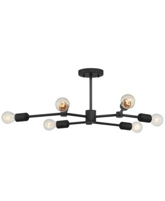 Marco Industrial Ceiling Light Semi Flush Mount Fixture 26" Wide Black 6-Light Branching for Bedroom Kitchen Living Room Hallway