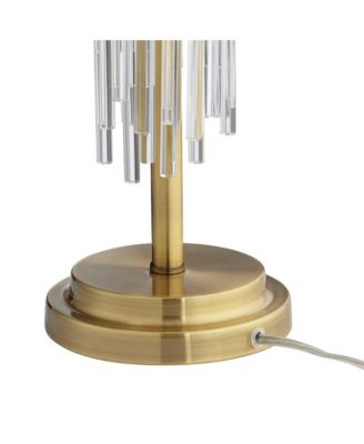 Aloise Modern Mid Century Table Lamp 27 1/2" Tall Brass Clear Glass Tube White Drum Shade for Bedroom Living Room Bedside Office