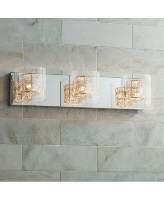 Wrapped Wire Modern Wall Light Chrome 22" Fixture Clear Glass Cylinder Shade for Bedroom Bathroom Vanity Reading Living Room House