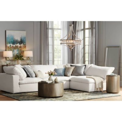 Soft Silver Chandelier 24" Wide Crystal Glass 4-Light Fixture for Dining Room House Kitchen Bedroom