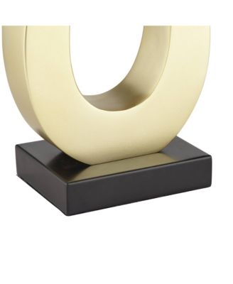 Simone Modern Table Lamps 28" Tall Set of 2 Sculptural Gold Metal USB Charging Port White Rectangular Shade Bedroom Living Room