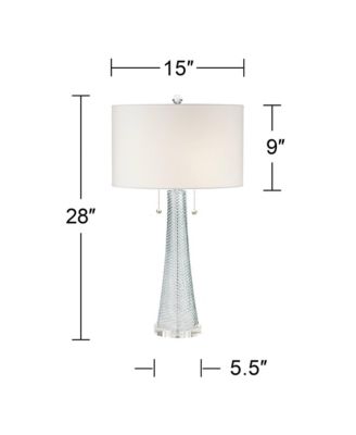 Miriam Modern Table Lamp 28 1/2" Tall Light Aqua Blue Textured Glass White Drum Shade for Bedroom Living Room Bedside Nightstand