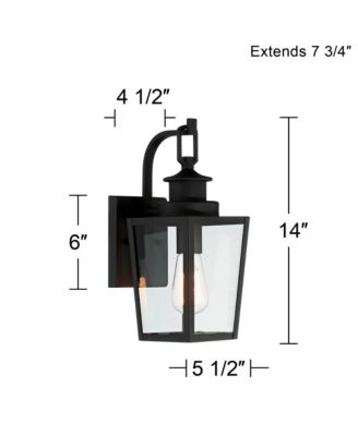 Ackerly 14" High Farmhouse Rustic Lantern Outdoor Wall Light Fixture Mount Edison Bulb Textured Black Finish