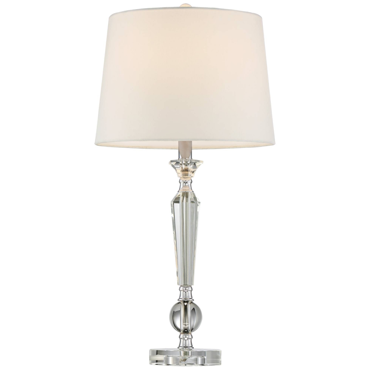 Jolie Traditional Art Deco Table Lamps High Set of 2 Crystal Candlestick Off White Drum Shade Decor for Living Room Bedroom House Bedside Nightsta