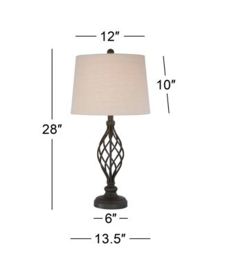 Annie Modern Industrial Table Lamps 28" Tall Set of 2 Bronze Iron Cream Tapered Drum Shade for Bedroom Living Room Nightstand