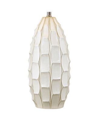 Cosgrove Mid Century Modern Coastal Table Lamp 32.75" Tall Ceramic White Handcrafted Beige Fabric Drum Shade Decor for Living Room Bedroom House Bedside Home (Colors May Vary) - Possini Euro Design
