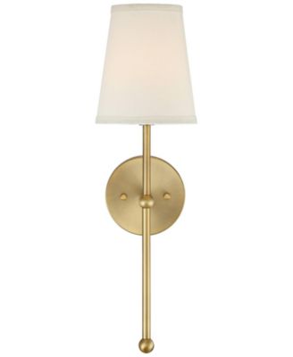 Elena Modern Wall Sconce Lighting Warm Brass Gold Metal Hardwired 21" High Fixture Cream Linen Shade Decor for Bedroom Bedside Living Room Home Hallway Dining Kitchen - Possini Euro Design