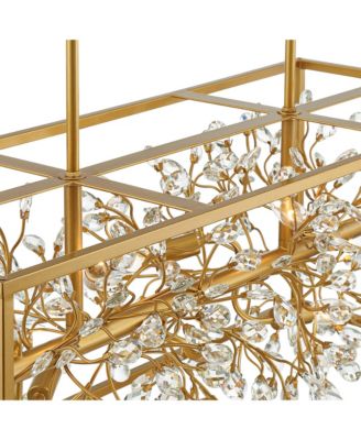 Possini Euro Carrine 38.5" Gold Linear Chandelier, 8-Light Modern Fixture with Clear Crystal Accents for Dining Room, Kitchen, Foyer & High Ceilings