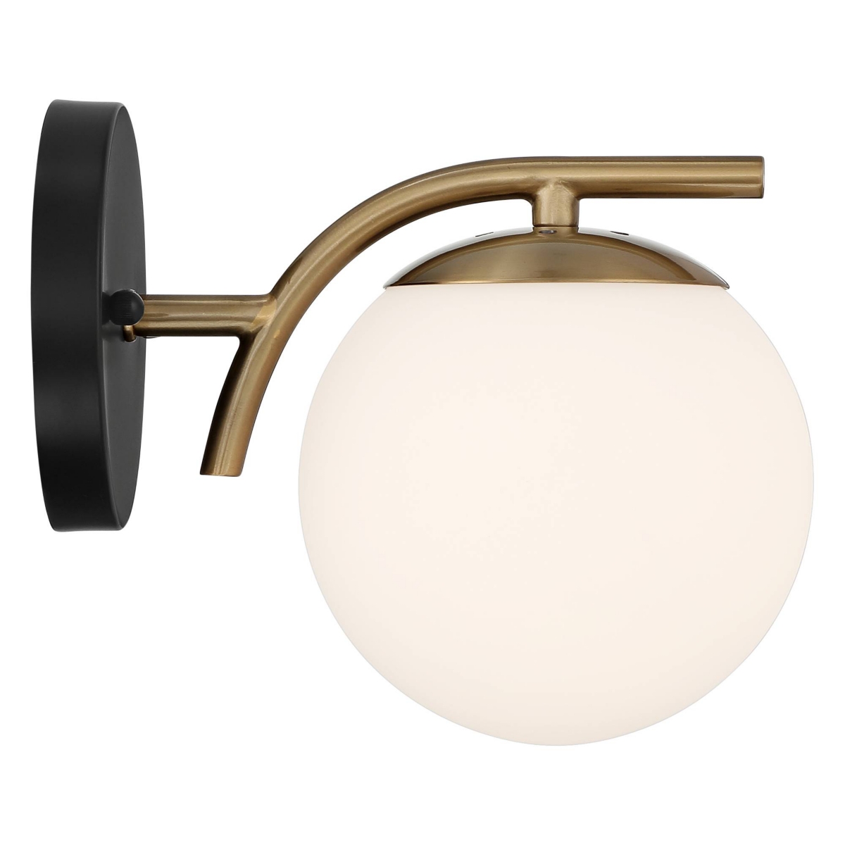 Possini Euro Design Kamara Mid Century Modern Wall Light Sconce SoftBlack Hardwired Fixture Frosted White Globe Glass Shade for Bedroom Bathr