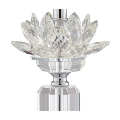 Olivia 28 1/4" Tall Traditional Glam End Table Lamp Clear Crystal Single Gray Shade Living Room Bedroom