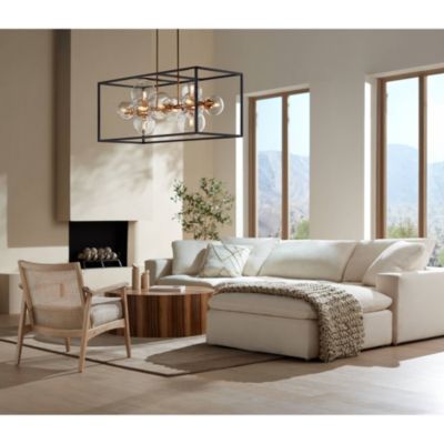 Fitzgerald Black Gold Linear Pendant Chandelier 38" Wide Modern Clear Glass 12-Light Fixture