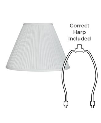 White Mushroom Pleated Medium Empire Lamp Shade 7" Top x 16" Bottom x 12" Slant x 11.25" High (Spider) Replacement with Harp and Finial