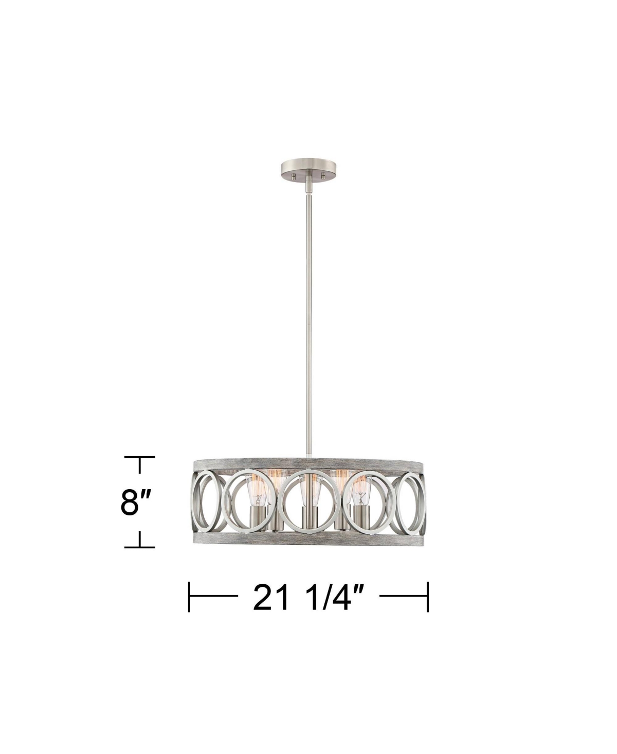 Franklin Iron Works Salima Brushed Nickel Gray Wood Pendant Chandelier Lighting 21 1/4