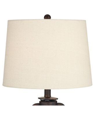 Murphy Rustic Industrial Accent Table Lamp Miner Lantern 23" High Red Bronze Oatmeal Fabric Shade for Bedroom Living Room Office