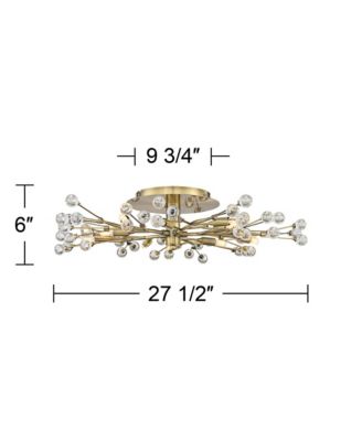 LED Brass 10-Light Crystal Berry 27.5" Wide Modern Fixture Ceiling Light Semi Flush Mount