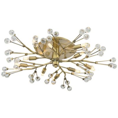 LED Brass 10-Light Crystal Berry 27.5" Wide Modern Fixture Ceiling Light Semi Flush Mount