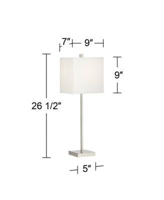 Franco Modern Table Lamps 26 1/2" High Set of 2 Brushed Nickel with USB Charging Ports White Square Shade for Bedroom Living Room Desk