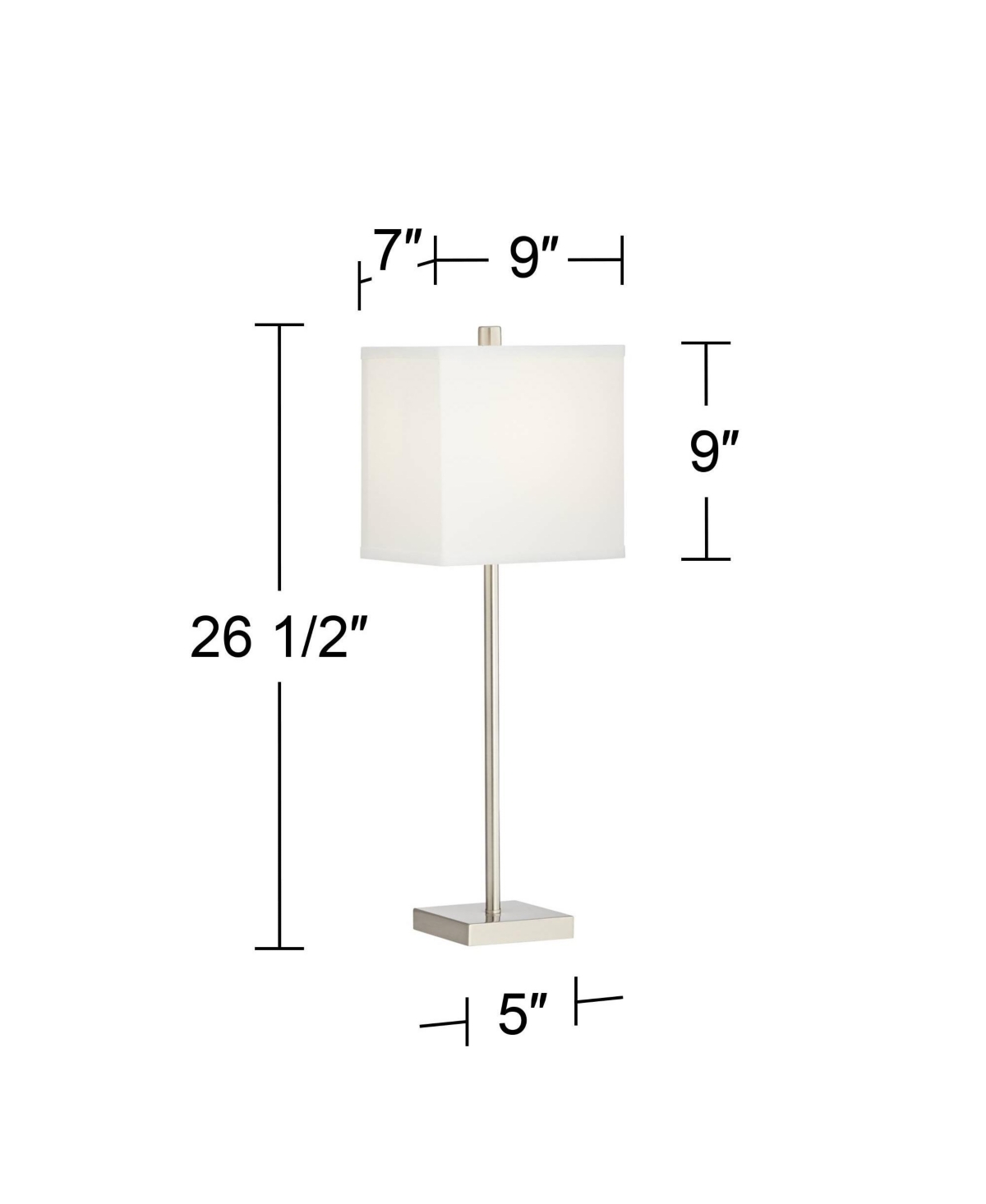 Franco Modern Minimalist Table Lamps High Set of 2 with Usb Charging Ports Brushed Nickel White Square Shade for Living Room Bedroom House Bedsi