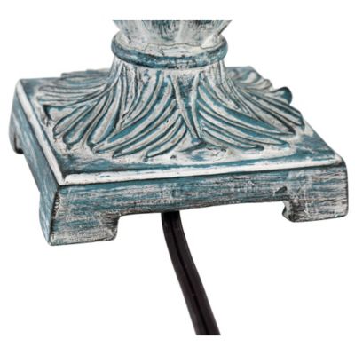 Cali Traditional Accent Table Lamps 19" High Set of 2 Antique Blue White Bell Shade for Bedroom Living Room Bedside Nightstand Office