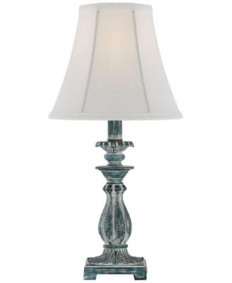 Cali Traditional Accent Table Lamps 19" High Set of 2 Antique Blue White Bell Shade for Bedroom Living Room Bedside Nightstand Office
