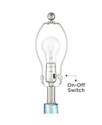 Ronald Modern Coastal Accent Table Lamp 22" High Blue Textured Glass Nickel Pole White Drum Shade for Bedroom Living Room Nightstand